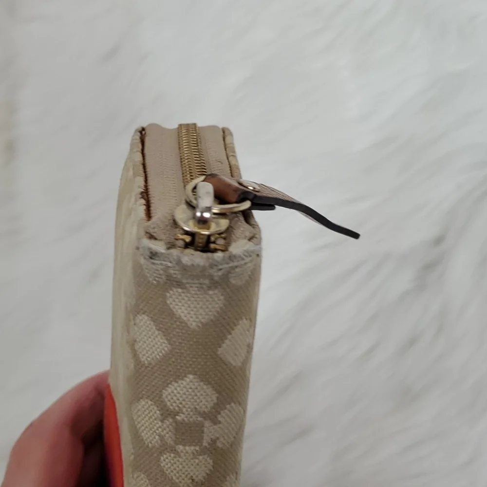 Kate Spade New York, Canvas Wallet, Zipper Closure, Pre-Owned, Spots, Non-Smokin